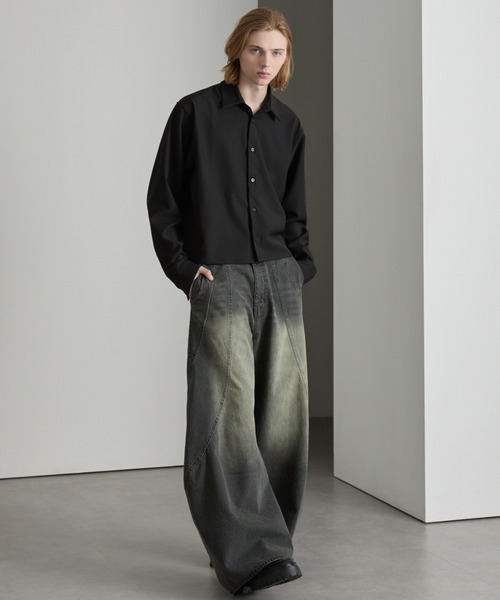 cussil(クシル)の「【cussil/クシル】ヘビードレープクロップドシルエットレギュラー長袖シャツ(シャツ/ブラウス・メンズ・ブラック/ホワイト・L/M/S)」の14枚目の写真