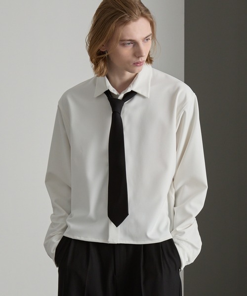 cussil(クシル)の「【cussil/クシル】ヘビードレープクロップドシルエットレギュラー長袖シャツ(シャツ/ブラウス・メンズ・ブラック/ホワイト・L/M/S)」の15枚目の写真