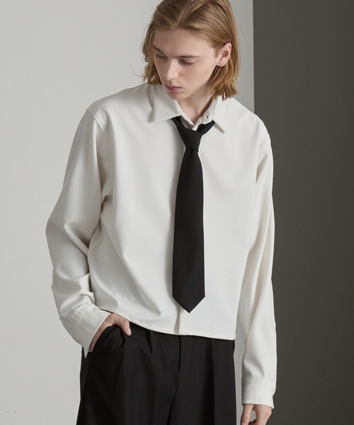 cussil(クシル)の「【cussil/クシル】ヘビードレープクロップドシルエットレギュラー長袖シャツ(シャツ/ブラウス・メンズ・ブラック/ホワイト・L/M/S)」の19枚目の写真
