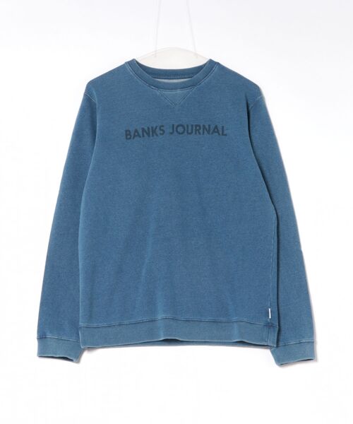 BANKS（バンクス）の「CREW / BANKS JOURNAL(バンクスジャーナル)スタンダードシルエットプリント長袖クルーネックスウェットトレーナ（スウェット・メンズ・インディゴブルー・MEDIUM/LARGE/X-LARGE）」の3枚目の写真