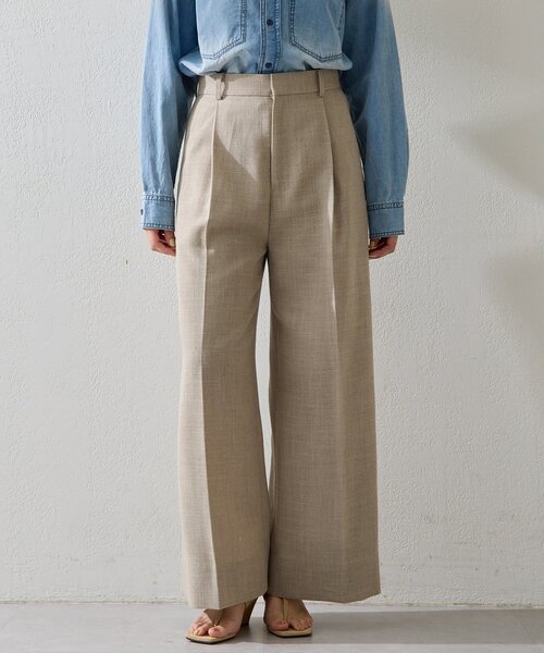 Whim Gazette（ウィムガゼット）の「リネンライクワイドパンツ（その他パンツ・レディース・ブラック/ベージュ・38/36）」の2枚目の写真