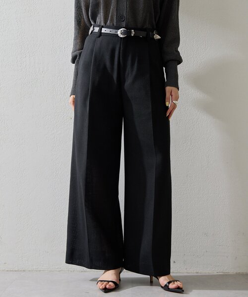 Whim Gazette(ウィムガゼット)の「リネンライクワイドパンツ/セットアップ可(その他パンツ・レディース・ブラック/ベージュ・38/36)」の3枚目の写真