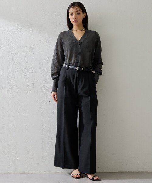 Whim Gazette(ウィムガゼット)の「リネンライクワイドパンツ/セットアップ可(その他パンツ・レディース・ブラック/ベージュ・38/36)」の4枚目の写真