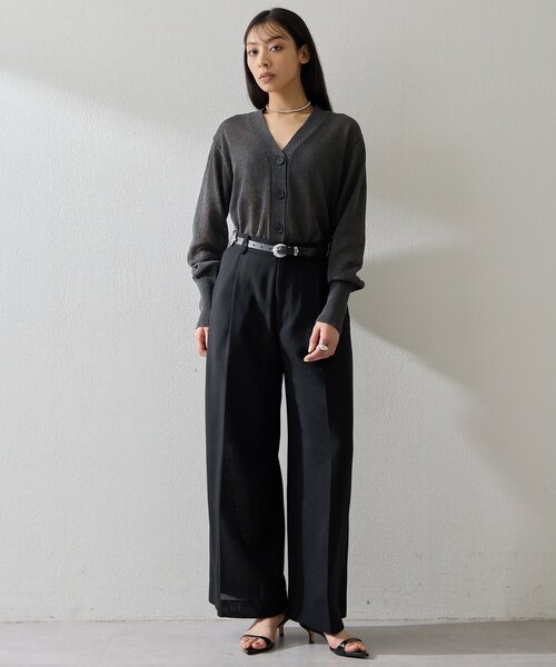 Whim Gazette(ウィムガゼット)の「リネンライクワイドパンツ/セットアップ可(その他パンツ・レディース・ブラック/ベージュ・38/36)」の9枚目の写真