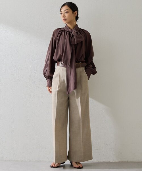 Whim Gazette（ウィムガゼット）の「リネンライクワイドパンツ（その他パンツ・レディース・ブラック/ベージュ・38/36）」の13枚目の写真