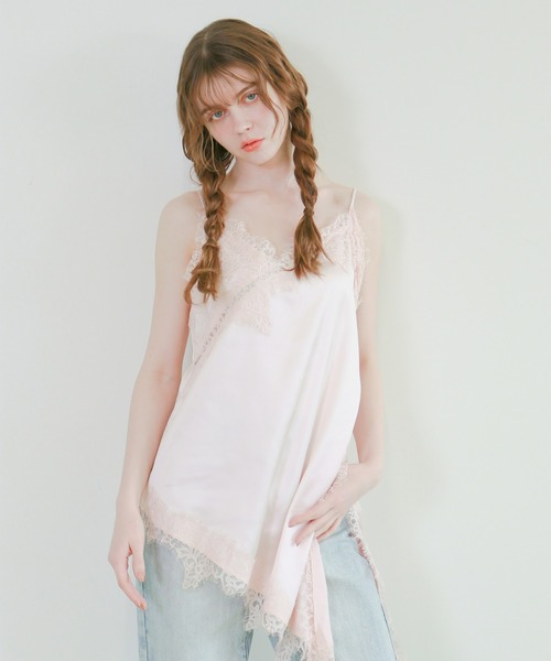 mic by Olu.(ミックバイオルドット)の「サテンレースキャミソールワンピース(ワンピース・レディース・アイボリー/ブラウン/ピンク・FREE)」の1枚目の写真