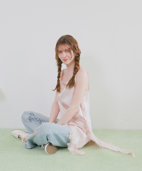 mic by Olu.(ミックバイオルドット)の「サテンレースキャミソールワンピース(ワンピース・レディース・アイボリー/ブラウン/ピンク・FREE)」の7枚目の写真