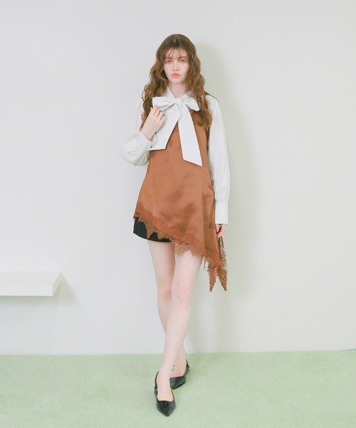 mic by Olu.(ミックバイオルドット)の「サテンレースキャミソールワンピース(ワンピース・レディース・アイボリー/ブラウン/ピンク・FREE)」の21枚目の写真