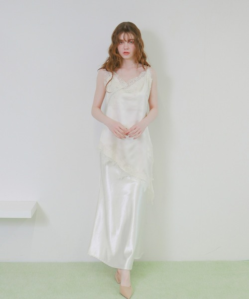 mic by Olu.(ミックバイオルドット)の「サテンレースキャミソールワンピース(ワンピース・レディース・アイボリー/ブラウン/ピンク・FREE)」の13枚目の写真