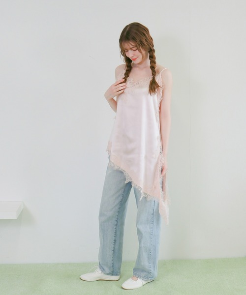 mic by Olu.(ミックバイオルドット)の「サテンレースキャミソールワンピース(ワンピース・レディース・アイボリー/ブラウン/ピンク・FREE)」の9枚目の写真