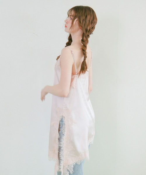 mic by Olu.(ミックバイオルドット)の「サテンレースキャミソールワンピース(ワンピース・レディース・アイボリー/ブラウン/ピンク・FREE)」の12枚目の写真