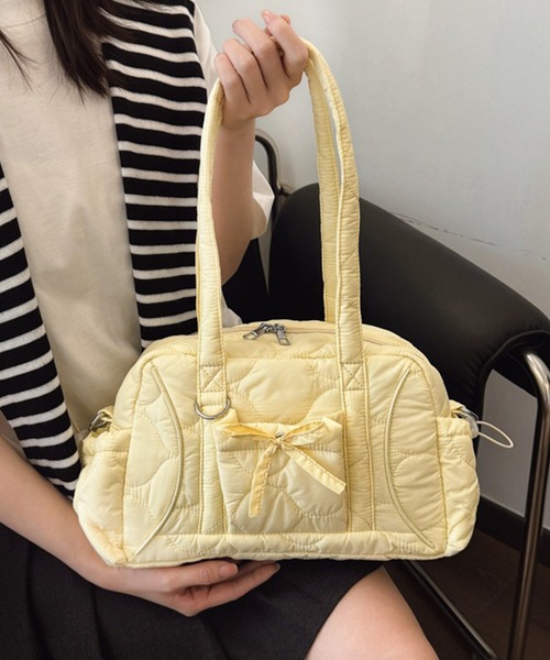 leune(ルネ)の「パステルカラーキルティングリボンボストンバッグ(ボストンバッグ・レディース・ピンク/イエロー/ミント/ブルー・FREE)」の7枚目の写真