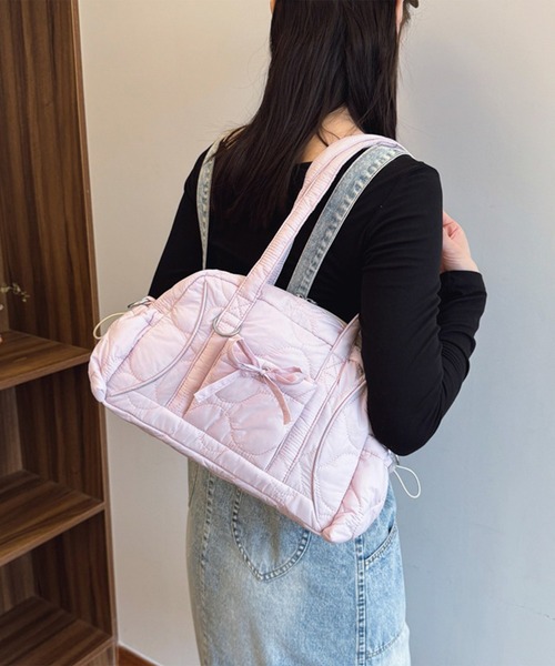 leune(ルネ)の「パステルカラーキルティングリボンボストンバッグ(ボストンバッグ・レディース・ピンク/イエロー/ミント/ブルー・FREE)」の8枚目の写真