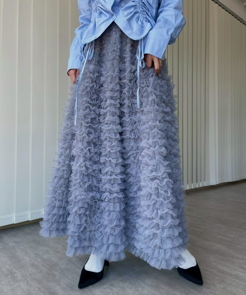 AMAIL(アマイル)の「Fluffy Cake Skirt(スカート・レディース・グレー/アイボリー/ブラック・FREE)」の3枚目の写真