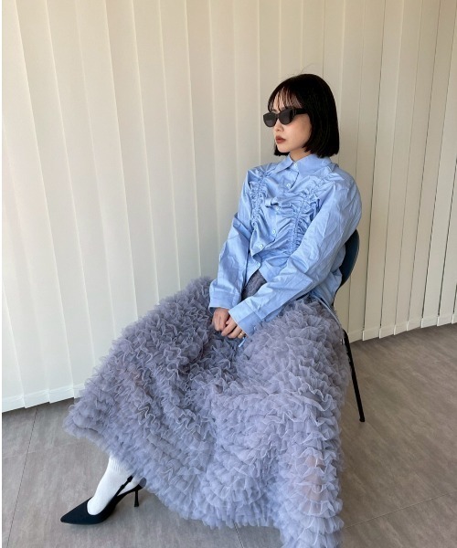 AMAIL(アマイル)の「Fluffy Cake Skirt(スカート・レディース・グレー/アイボリー/ブラック・FREE)」の6枚目の写真