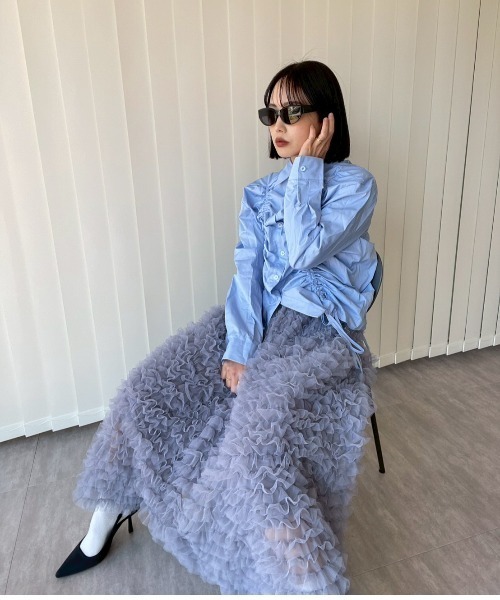 AMAIL(アマイル)の「Fluffy Cake Skirt(スカート・レディース・グレー/アイボリー/ブラック・FREE)」の7枚目の写真