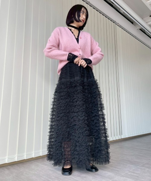 AMAIL(アマイル)の「Fluffy Cake Skirt(スカート・レディース・グレー/アイボリー/ブラック・FREE)」の8枚目の写真