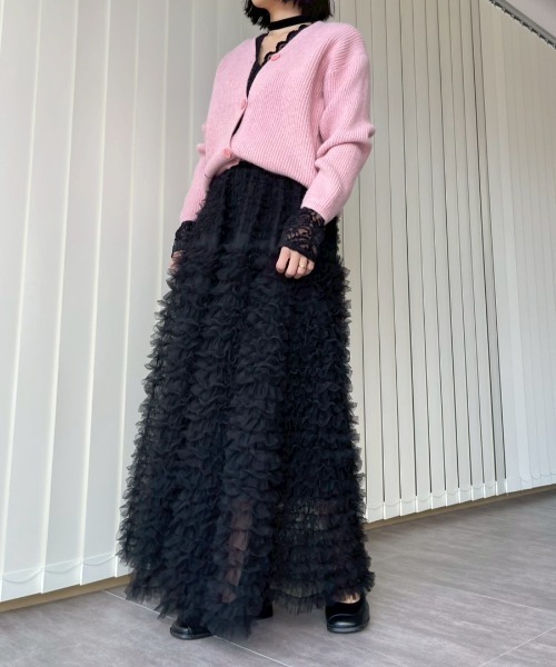 AMAIL(アマイル)の「Fluffy Cake Skirt(スカート・レディース・グレー/アイボリー/ブラック・FREE)」の9枚目の写真