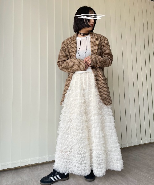 AMAIL(アマイル)の「Fluffy Cake Skirt(スカート・レディース・グレー/アイボリー/ブラック・FREE)」の13枚目の写真