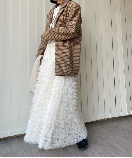 AMAIL(アマイル)の「Fluffy Cake Skirt(スカート・レディース・グレー/アイボリー/ブラック・FREE)」の11枚目の写真