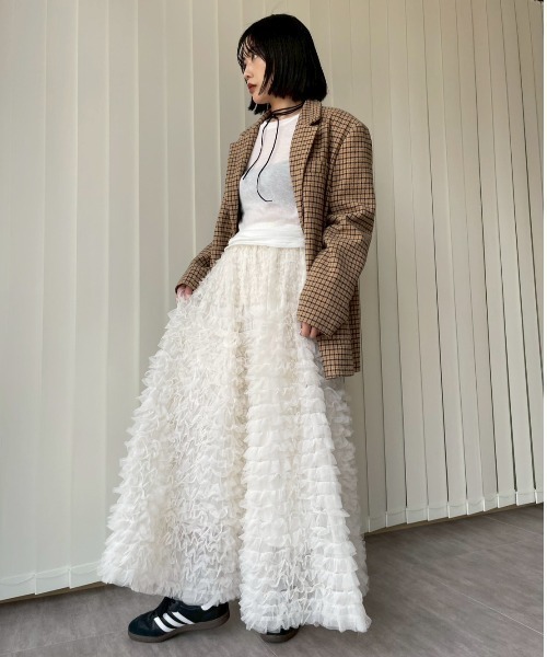 AMAIL(アマイル)の「Fluffy Cake Skirt(スカート・レディース・グレー/アイボリー/ブラック・FREE)」の14枚目の写真