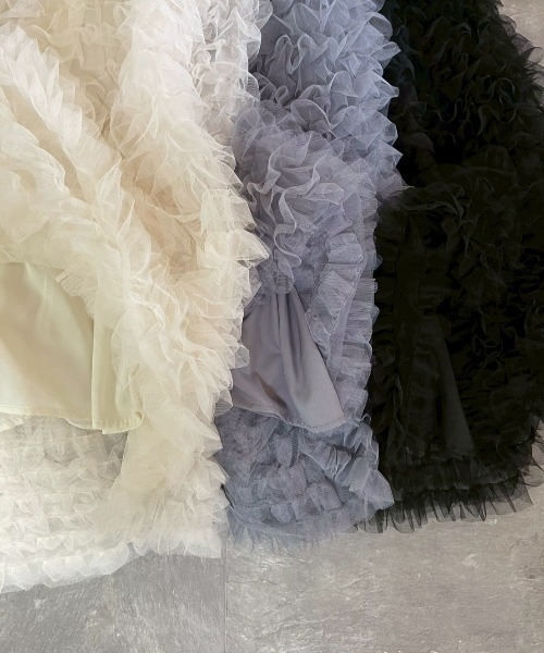 AMAIL(アマイル)の「Fluffy Cake Skirt(スカート・レディース・グレー/アイボリー/ブラック・FREE)」の6枚目の写真