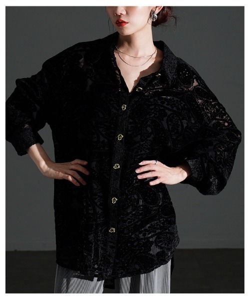 Sawa a la mode(サワアラモード)の「ペイズリー柄フロッキーシアーシャツ(シャツ/ブラウス・レディース・ブラック・FREE)」の7枚目の写真