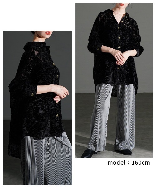 Sawa a la mode(サワアラモード)の「ペイズリー柄フロッキーシアーシャツ(シャツ/ブラウス・レディース・ブラック・FREE)」の10枚目の写真