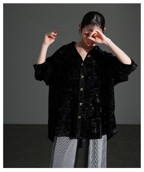 Sawa a la mode(サワアラモード)の「ペイズリー柄フロッキーシアーシャツ(シャツ/ブラウス・レディース・ブラック・FREE)」の12枚目の写真