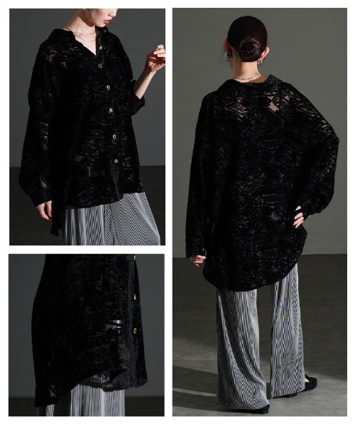 Sawa a la mode(サワアラモード)の「ペイズリー柄フロッキーシアーシャツ(シャツ/ブラウス・レディース・ブラック・FREE)」の17枚目の写真
