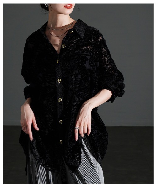Sawa a la mode(サワアラモード)の「ペイズリー柄フロッキーシアーシャツ(シャツ/ブラウス・レディース・ブラック・FREE)」の18枚目の写真