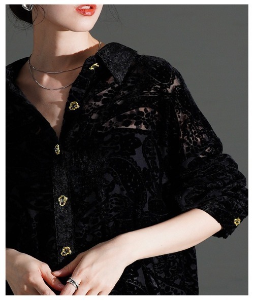 Sawa a la mode(サワアラモード)の「ペイズリー柄フロッキーシアーシャツ(シャツ/ブラウス・レディース・ブラック・FREE)」の20枚目の写真