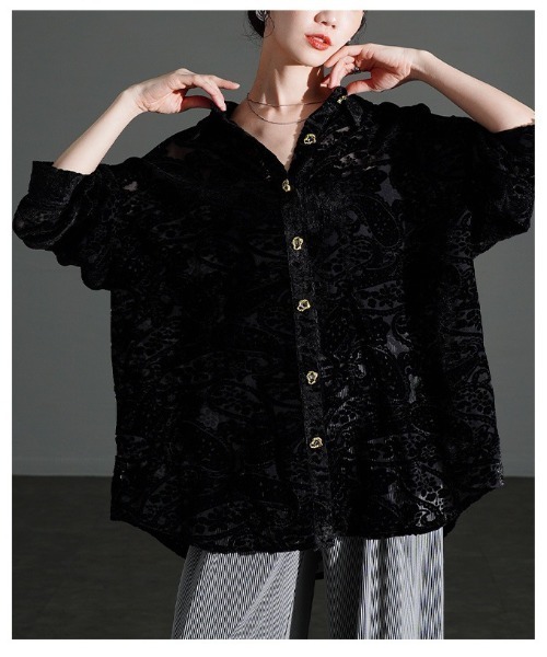 Sawa a la mode(サワアラモード)の「ペイズリー柄フロッキーシアーシャツ(シャツ/ブラウス・レディース・ブラック・FREE)」の21枚目の写真