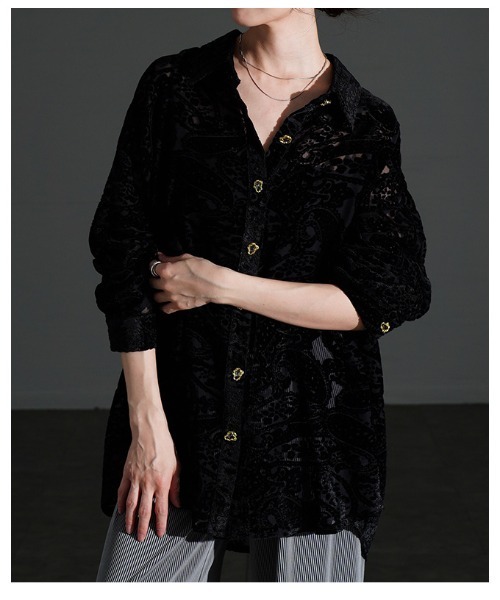 Sawa a la mode(サワアラモード)の「ペイズリー柄フロッキーシアーシャツ(シャツ/ブラウス・レディース・ブラック・FREE)」の22枚目の写真