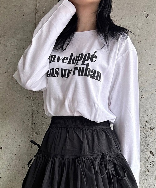 etta(エタ)の「フレンチリボンロンT/長袖Tシャツ(Tシャツ/カットソー・レディース・ホワイト・MEDIUM)」の1枚目の写真