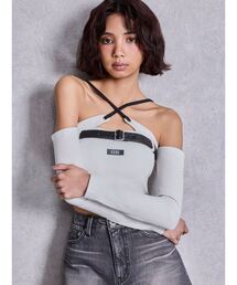 GYDA | GYDAフロントクロスラメテレコトップス(Tシャツ/カットソー)
