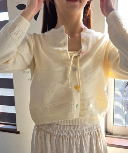 tolene(トレネ)の「大人可愛い ニットキャミ+ニットカーデ セットアップ(アンサンブル・レディース・ホワイト/ピンク/ライトブルー/イエロー・FREE)」の18枚目の写真