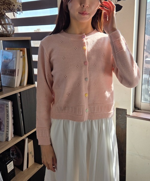 tolene(トレネ)の「大人可愛い ニットキャミ+ニットカーデ セットアップ(アンサンブル・レディース・ホワイト/ピンク/ライトブルー/イエロー・FREE)」の8枚目の写真
