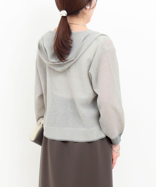 NOLLEY’S（ノーリーズ）の「フード地柄7分袖はおり（カーディガン/ボレロ・レディース・グレイッシュベージュ/ネイビー・38）」の8枚目の写真