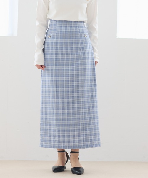 Andemiu(アンデミュウ)の「ムジ*チェックIラインスカート652988(スカート・レディース・ブルー系その他2/ブラック系1/アイボリー/ブラック・SMALL/MEDIUM)」の4枚目の写真