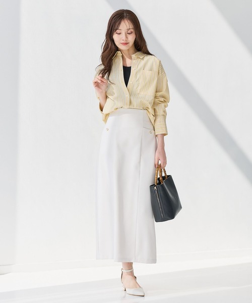 Andemiu(アンデミュウ)の「ムジ*チェックIラインスカート652988(スカート・レディース・ブルー系その他2/ブラック系1/アイボリー/ブラック・SMALL/MEDIUM)」の6枚目の写真