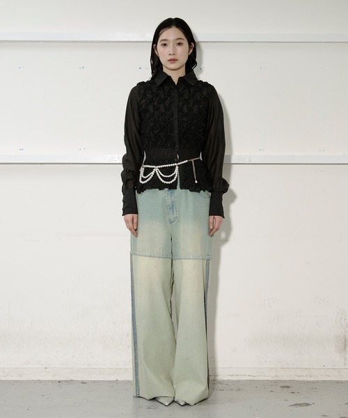 Ezick（エジック）の「shirring sheer blouse シャーリングブラウス（シャツ/ブラウス・レディース・ブラック/ピンク・FREE）」の13枚目の写真