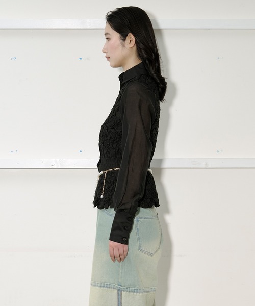 Ezick（エジック）の「shirring sheer blouse シャーリングブラウス（シャツ/ブラウス・レディース・ブラック/ピンク・FREE）」の11枚目の写真