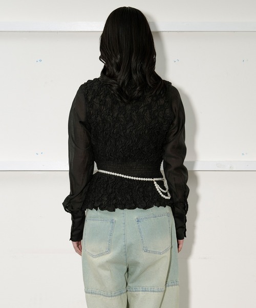 Ezick（エジック）の「shirring sheer blouse シャーリングブラウス（シャツ/ブラウス・レディース・ブラック/ピンク・FREE）」の12枚目の写真