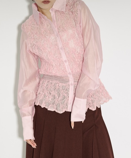 Ezick（エジック）の「shirring sheer blouse シャーリングブラウス（シャツ/ブラウス・レディース・ブラック/ピンク・FREE）」の21枚目の写真