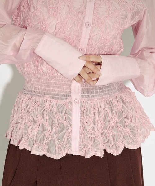 Ezick（エジック）の「shirring sheer blouse シャーリングブラウス（シャツ/ブラウス・レディース・ブラック/ピンク・FREE）」の16枚目の写真