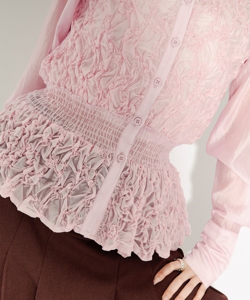 Ezick（エジック）の「shirring sheer blouse シャーリングブラウス（シャツ/ブラウス・レディース・ブラック/ピンク・FREE）」の17枚目の写真