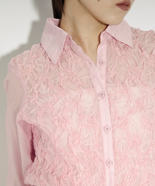 Ezick（エジック）の「shirring sheer blouse シャーリングブラウス（シャツ/ブラウス・レディース・ブラック/ピンク・FREE）」の14枚目の写真
