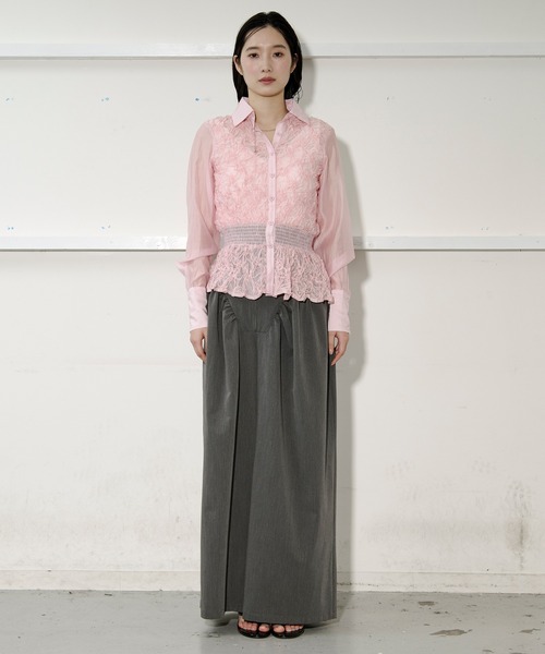 Ezick（エジック）の「shirring sheer blouse シャーリングブラウス（シャツ/ブラウス・レディース・ブラック/ピンク・FREE）」の9枚目の写真