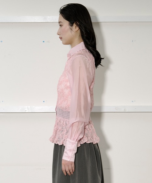 Ezick（エジック）の「shirring sheer blouse シャーリングブラウス（シャツ/ブラウス・レディース・ブラック/ピンク・FREE）」の7枚目の写真
